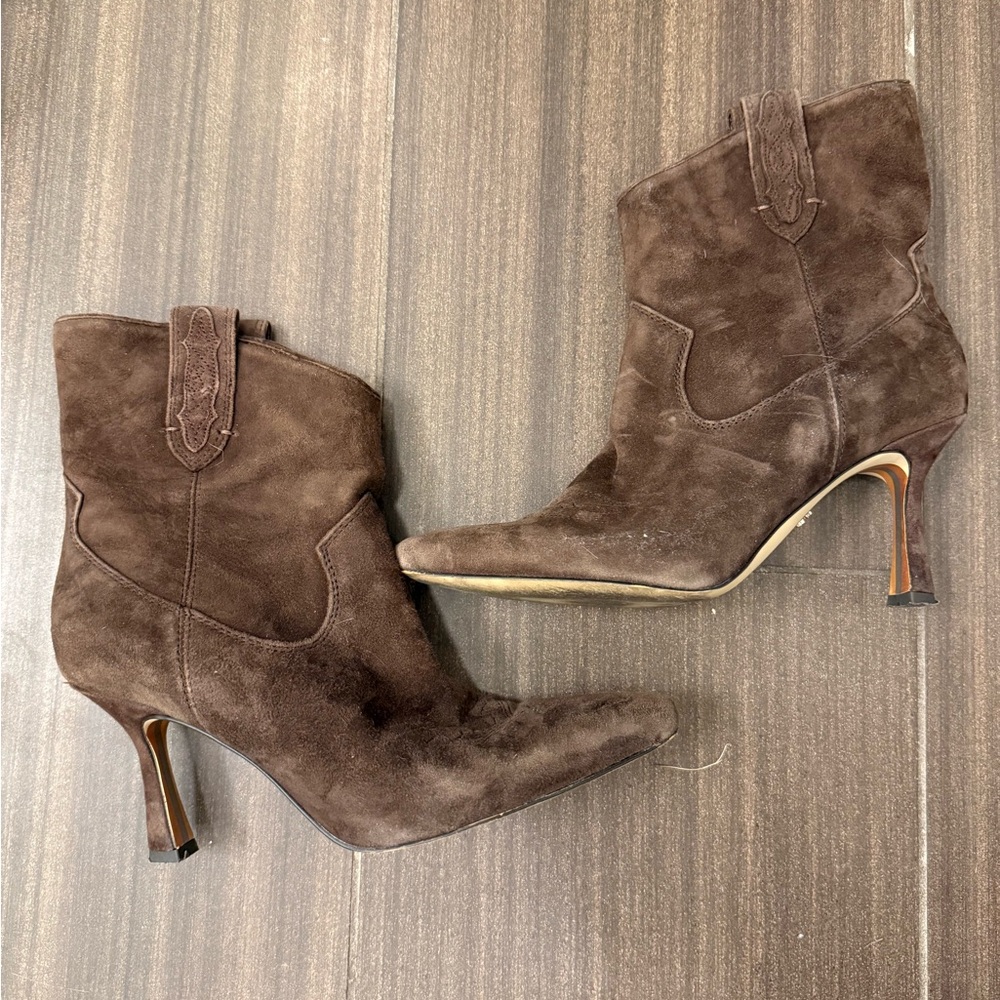 Sam Edelman Dark Brown Suede Ankle Booties